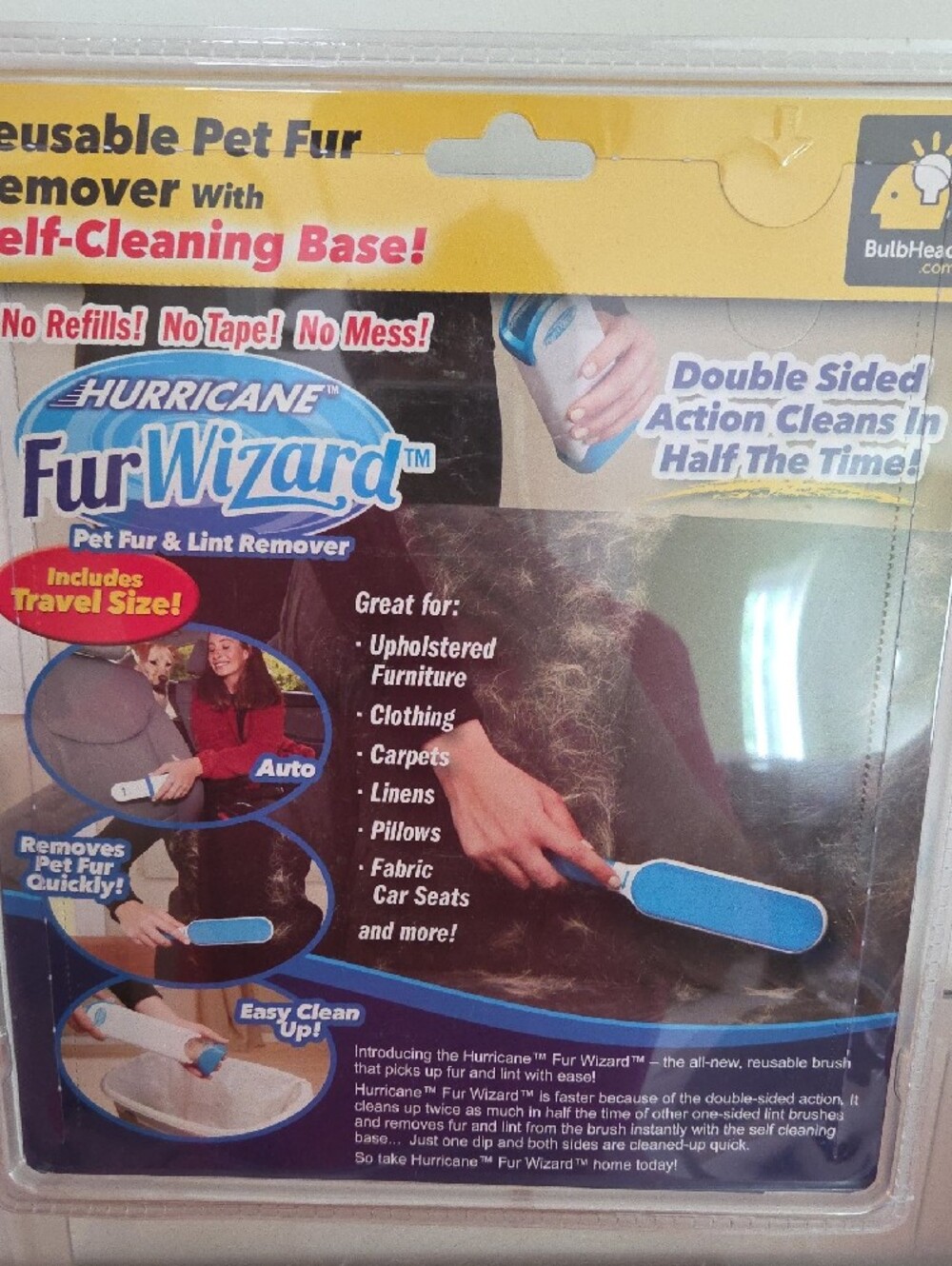 Hurricane FurWizard Pet Fur & Lint Remover - Blue NIP - Picture 5 of 6